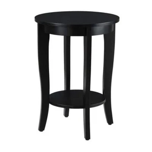 Convenience Concepts Accent Tables 17.75"W Round Wood Shelves End Table Black - Picture 1 of 4