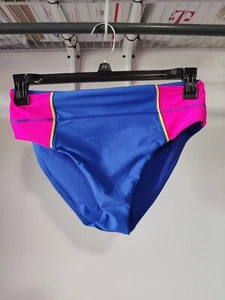 NWoT Reebok Women's Mid-Waist Bikini Swim Bottoms Blue Pink Size M $50 10HL155 - Picture 1 of 2