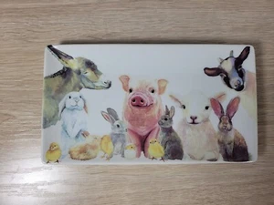 Green Box Spring Animal Ceramic Tray by Cathy Walters Farm Animials - Picture 1 of 4