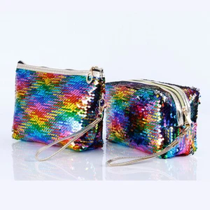 Sequins Fish Scale Cosmetic Bag Zipper Travel Makeup Storage Tool Organizer Case - Picture 1 of 6