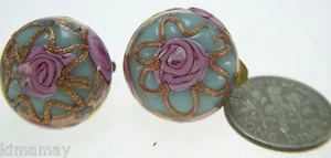  VINTAGE  PALE BLUE ITALIAN VENETIAN GLASS EARRINGS  CLIPS WEDDING CAKE - Picture 1 of 3