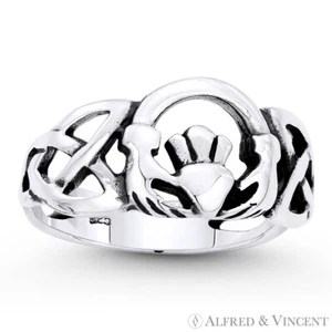 Anillo Claddagh Corazón Celta Irlandés Nudo Celta Triquetra Dije Plata Esterlina 0,925 - Imagen 1 de 1