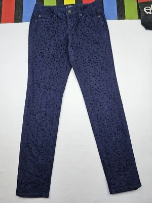 Vaqueros ajustados al tobillo Ann Taylor talla 4 azul estampado leopardo corte moderno tiro medio Foto 1 de 4