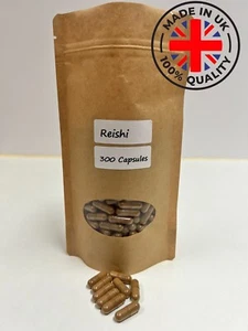 Organic Reishi Mushroom 400mg 300 - 1200 bulk buy capsules manufactured in UK - Picture 1 of 6
