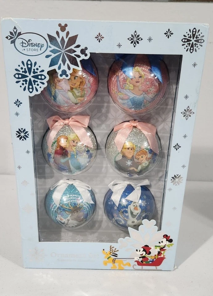 Disney Store Sketchbook Frozen Ornament Ball Set 6 Elsa Anna Olaf Christmas  - Image 1 of 4