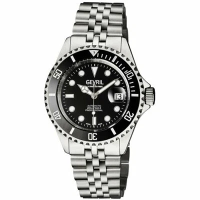 $3495 GEVRIL Men's Wall Street BLACK 43mm Stainless Steel Auto Swiss Watch 4857B - Image 1 of 4