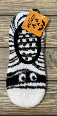 Meijer Happy Halloween White Black Eye Monster Non Slip Socks Liners Size 9 - 11 - Image 1 of 3