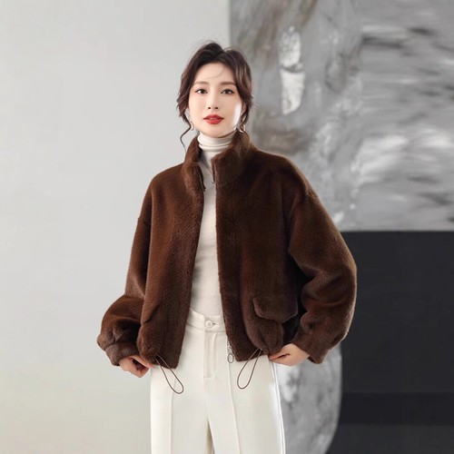 OFF WHITE Giacca donna calda e casual versione coreana imitazione pelliccia di volpe erba