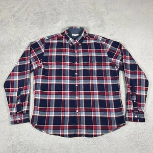 Camisa Wallace & Barnes Para Hombre Grande Franela Azul Rojo Manga Larga Mezcla Lana Bolsillo - Imagen 1 de 13