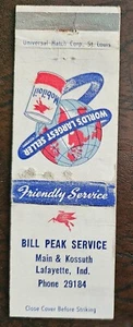 Bill Peak Service Mobil Oil & Gas Lafayette Indiana  "Matchcover" - Picture 1 of 2