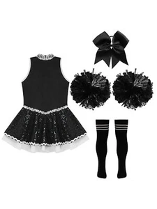 Kids Girls Cheerleading Performance Costume Sequins Cheerleading Dance Outfits - Picture 1 of 61