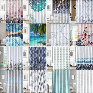 100% POLYESTER SHOWER CURTAIN FABRIC MODERN DESIGNER WASHABLE + 12 HOOKS - Picture 1 of 67