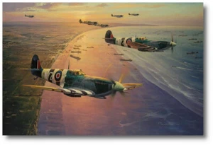 Ace Over Normandy by Anthony Saunders - Supermarine Spitfire - Aviation Art - Picture 1 of 1