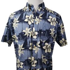 Natural Issue Mens Hawaiian Shirt Size M/M  Button Up Short Sleeve Blue Floral