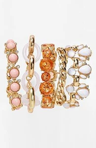 Lee by Lee Angel Women's 'Signature' Mixed Media Link Bracelet NWT 48.00 White - Picture 1 of 7