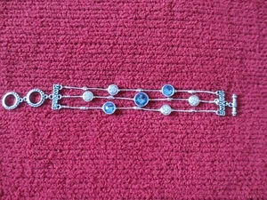 BLUE AND SILVER BRACELET SET IN SILVER - Picture 1 of 4