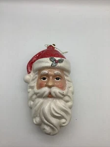 Vintage Large Santa Claus Face Head Wall Hanging Christmas Glitter Mache 12” - Picture 1 of 5