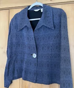 J. Jill Women's Blue Rayon Silk Blend Jacquard Tapestry Cropped Jacket-Size L - Picture 1 of 4