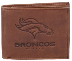 NFL Denver Broncos Brown Embossed Genuine Leather Wallet - Picture 1 of 2