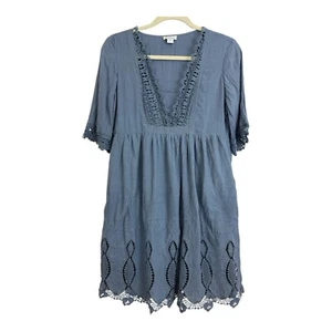 Sundance Shift Dress Nahla Embroidered Lace Sz Extra Small Blue Cotton - Picture 1 of 10