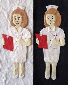 2 Nurses nurse Handmade Mulberry Paper RN Doctor scrapbook Get Well card LPN - Picture 1 of 3
