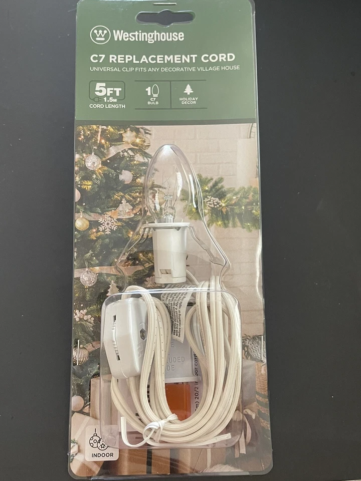 Westinghouse 28547 1-Bulb On/Off Switch White C7 Replacement Cord 5 foot- 1.5 M - Image 1 of 3