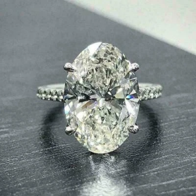 3.50 ct Oval Cut Diamond Sterling Silver Engagement Ring Lab Created Christmas - Image 1 of 4