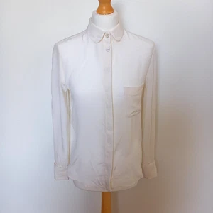 Anthropologie Seen Worn Kept UK 6 Pure Silk Button Up Blouse Shirt Cream - Imagen 1 de 8