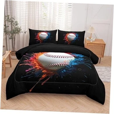Juego de edredón de béisbol Helloosun 5 piezas doble, niño doble doble-5 piezas Xy1-béisbol 01 Foto 1 de 4