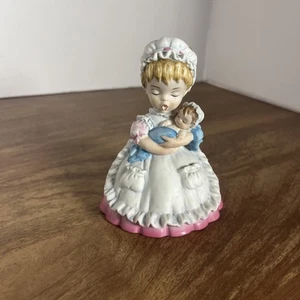 1960'S LEFTON HAND PAINTED PORCELAIN NURSEMAID NANNY WITH BABY FIGURINE - Picture 1 of 4