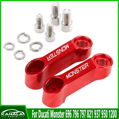 Rear view Mirrors Extension Riser  For Ducati Monster 696 796 797 821 950 1200 Foto 1 de 4