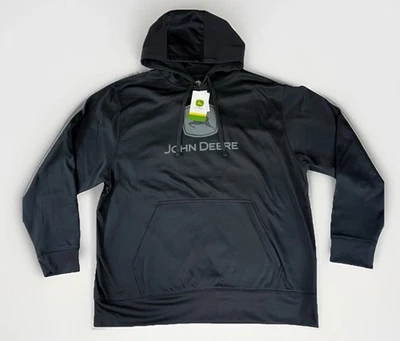 NWT John Deere Men’s Hoodie Hooded Sweatshirt Black/Grey Size XL - Image 1 of 3