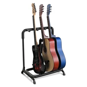 3 Three Multiple Guitar Folding Stand Bass Acoustic Guitar Holder Rack Display - Bild 1 von 9
