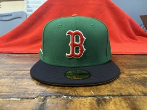 Boston Red Sox Fenway Navy Green “Wally” New Era Fitted 7 3/4 Orange Button Grey - Picture 1 of 21