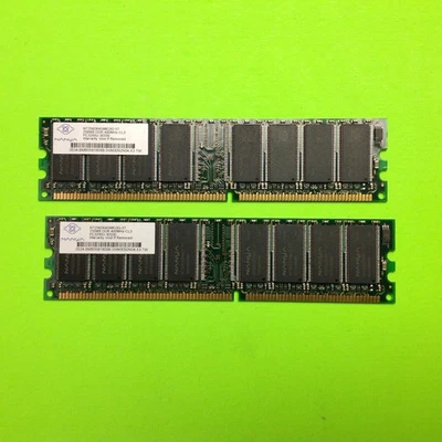 Set of (2) Nanya NT256D64S88C0G-5T 512MB Total 2X256MB PC3200U RAM Memory - Image 1 of 3