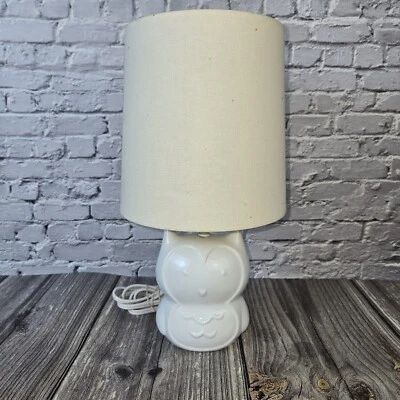 Owl Table Lamp With Shade Gray Ceramic  - Image 1 of 4