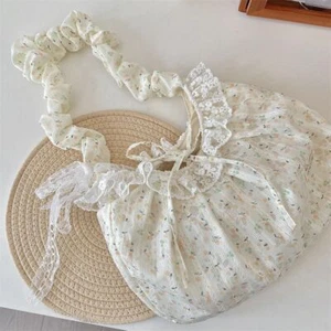Pastoral Style Floral Pleated Shoulder Bag Bowknot Cloth Dumpling Bag Travel - Picture 1 of 18