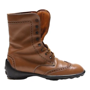 TODS Brogue Lace-Up Boots Brown Leather Womens UK 5 - Picture 1 of 6