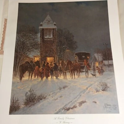 ¡Impresión numerada enmarcada mate firmada por G. HARVEY A Family Christmas #1171/1250! Foto 1 de 4