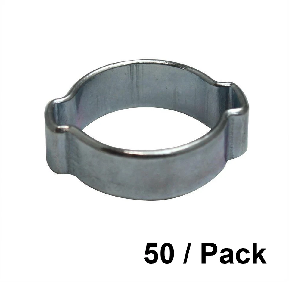 INTERSTATE PNEUMATICS 50/PK 15-18 mm Zinc Plated Double Ear Steel Automotive/Hand Tool Hose Clamp