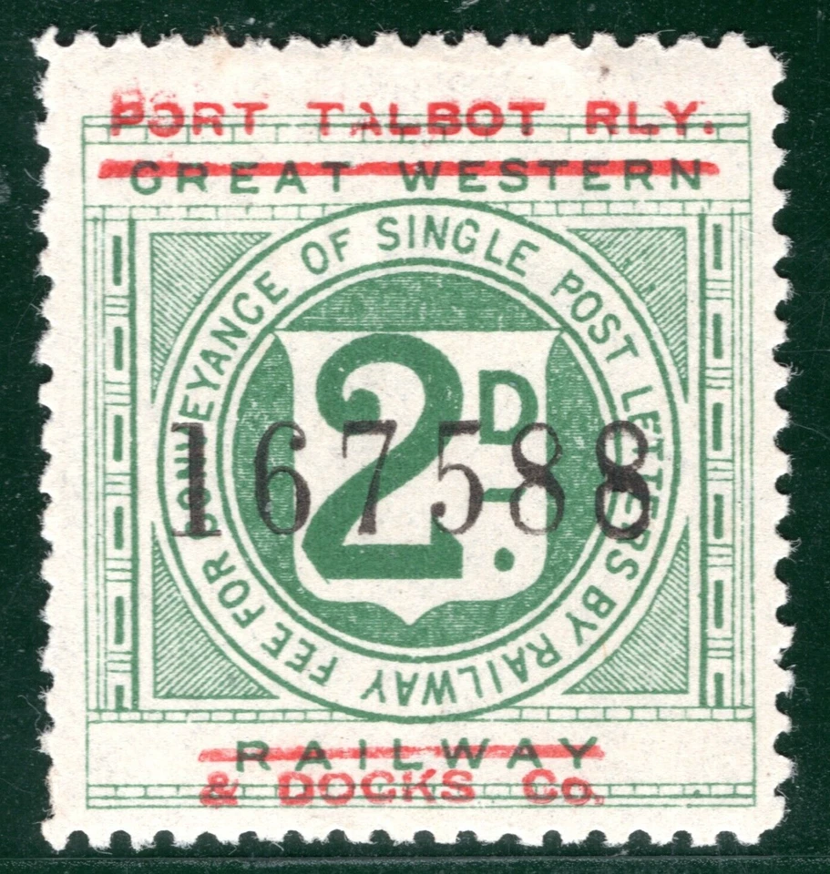 GB Wales GWR PORT TALBOT & DOCKS RAILWAY Letter Stamp 2d Mint MM PIW77 - Image 1 of 4