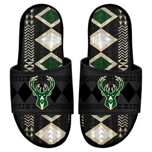 Men's ISlide Black Milwaukee Bucks Shooting Touch Rwanda Pattern Gel Slide - Picture 1 of 1