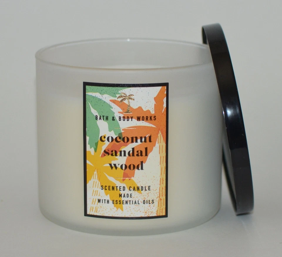Coconut Sandalwood 3 Wick Candle X4 Bath & Body Works White Barn