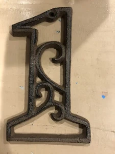 Rustic BROWN Cast Iron Metal House Number Street Address 4 1/2 INCH #1 - Picture 1 of 1