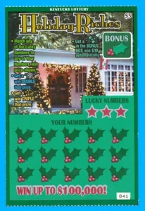 Boleto rascador de la lotería de Kentucky caducado como nuevo decoraciones navideñas sin rayar - Imagen 1 de 2