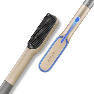 NITION LCD Ceramic Tourmaline Hot Hair Comb Flat Iron 450°F Gold - Picture 1 of 9