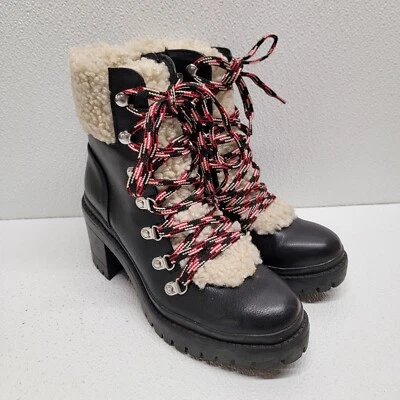 Universal Thread Boots Women SIZE 7 Aubrie Platform Black Faux Leather Ankle Top - Image 1 of 4