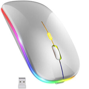 2.4GHz Bluetooth Wireless Optical Mouse USB Rechargeable RGB Mice for PC Laptop