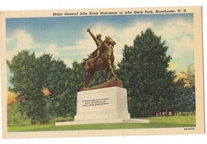 MAJOR GENERAL JOHN STARK MONUMENT State Park Manchester NH Postcard Linen - Picture 1 of 2