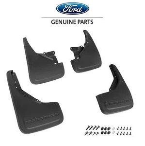 2021-2025 Ford Bronco OEM Black Front & Rear Mud Flaps Splash Guards - Set of 4 - Foto 1 di 6